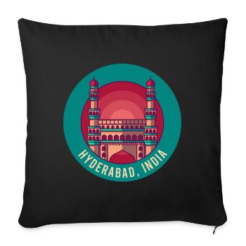 Hyderabad, Inde cadeau de voyage charminar - Housse de coussin décorative 45 x 45 cm - noir - Devant