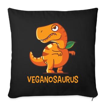 Veganosaurus orange, dinosaur dino vegan - Sofa pillowcase 17,3'' x 17,3'' (45 x 45 cm) - black - Front