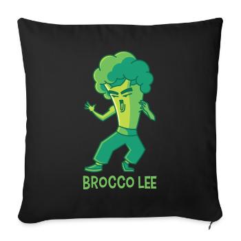 Brocco Lee, brokkoli kampfsport vegan gemüse - Sofakissenbezug 45 x 45 cm - Schwarz - Vorne