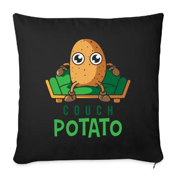canapé potato, cadeau paresseux patate se détendre - Housse de coussin décorative 45 x 45 cm - noir - Devant