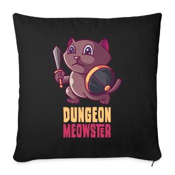 Dungeon Meowster, cat rpg game gift - Sofa pillowcase 17,3'' x 17,3'' (45 x 45 cm) - black - Front