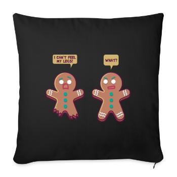 Gingerbread man, Christmas gift Xmas pastry - Sofa pillowcase 17,3'' x 17,3'' (45 x 45 cm) - black - Front