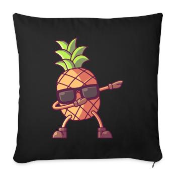 Pineapple with sunglasses, fruit summer dab - Sofa pillowcase 17,3'' x 17,3'' (45 x 45 cm) - black - Front