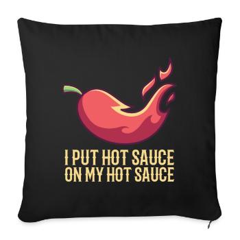 Hot sauce, spicy food chili chili pepper - Sofa pillowcase 17,3'' x 17,3'' (45 x 45 cm) - black - Front