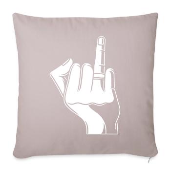 Main avec bague de mariage, doigt d'anneau de mariage engagé - Housse de coussin décorative 45 x 45 cm - taupe clair - Devant