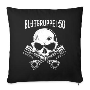 Blood type 1:50, tuning moped petrol 2 stroke - Sofa pillowcase 17,3'' x 17,3'' (45 x 45 cm) - black - Front