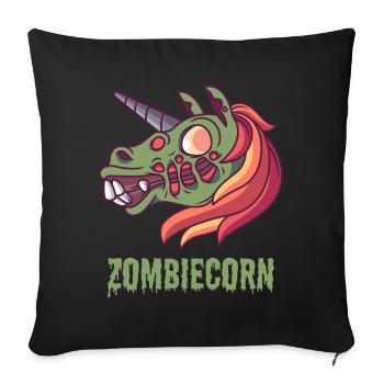 Zombiecorn, licorne zombie halloween - Housse de coussin décorative 45 x 45 cm - noir - Devant