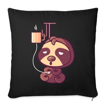 Sloth with a coffee drip - Sofa pillowcase 17,3'' x 17,3'' (45 x 45 cm) - black - Front