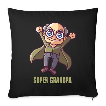 Super grand-père, héros de super-héros de grand-père - Housse de coussin décorative 45 x 45 cm - noir - Devant