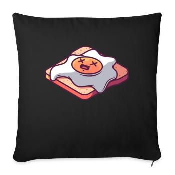 Oeuf au plat sur toast - Housse de coussin décorative 45 x 45 cm - noir - Devant