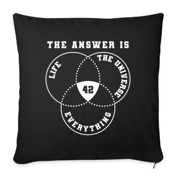 The answer is 42 - Sofa pillowcase 17,3'' x 17,3'' (45 x 45 cm) - black - Front