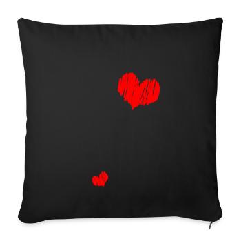 2 Herzen Ankündigung Schwangerschaft Schwanger - Sofakissenbezug 45 x 45 cm - Schwarz - Vorne