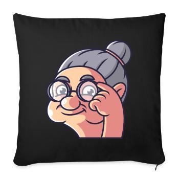 Grandma shows a bird - Sofa pillowcase 17,3'' x 17,3'' (45 x 45 cm) - black - Front