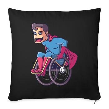 Superheld im Rollstuhl, held rollstuhlfahrer - Sofakissenbezug 45 x 45 cm - Schwarz - Vorne