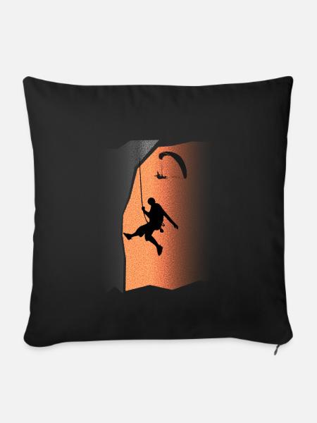 Cadeaux Escalade parapente rock climbing klettern - Housse de coussin décorative 45 x 45 cm - noir