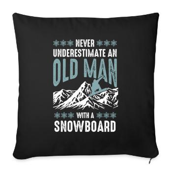 Old man snow snowboard - Sofa pillowcase 17,3'' x 17,3'' (45 x 45 cm) - black - Front