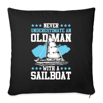 sailing old man - Sofa pillowcase 17,3'' x 17,3'' (45 x 45 cm) - black - Front