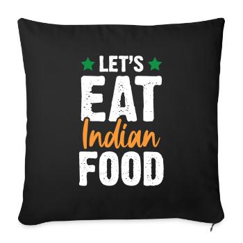 Inde Manger de la nourriture indienne - Housse de coussin décorative 45 x 45 cm - noir - Devant