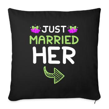 Vient d'épouser son mariage - Housse de coussin décorative 45 x 45 cm - noir - Devant