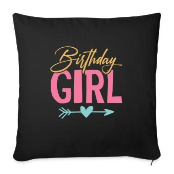 Anniversaire fille d'anniversaire - Housse de coussin décorative 45 x 45 cm - noir - Devant