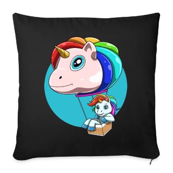Une montgolfière amusante comme licorne - Housse de coussin décorative 45 x 45 cm - noir - Devant