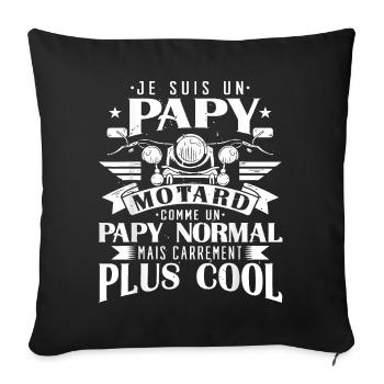 Je Suis Un Papy Motard Plus Cool Papi Cadeau Moto - Housse de coussin décorative 45 x 45 cm - noir - Devant