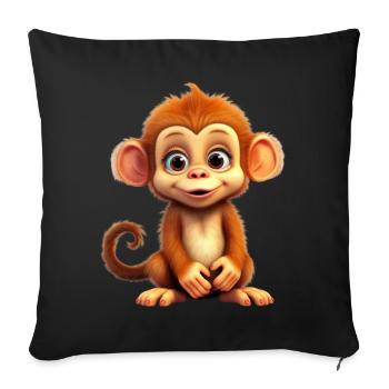 Niedlicher Affe für Kinder für Kinder - Sofakissenbezug 45 x 45 cm - Schwarz - Vorne