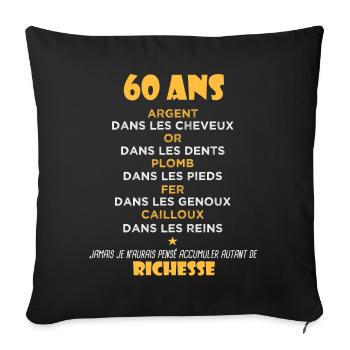 60 Ans Cadeau d anniversaire Drôle Cadeau 60 ans - Housse de coussin décorative 45 x 45 cm - noir - Devant