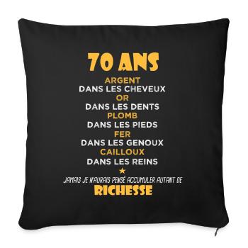 70 Ans Cadeau d anniversaire Drôle Cadeau 70 ans - Housse de coussin décorative 45 x 45 cm - noir - Devant