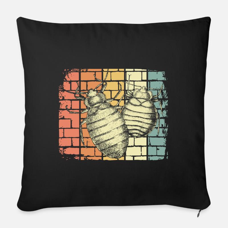 Insectes - Housse de coussin décorative 45 x 45 cm - noir