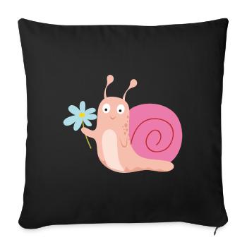 Snail with flower - Sofa pillowcase 17,3'' x 17,3'' (45 x 45 cm) - black - Front