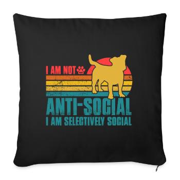 I am not anti-social I am selectively Jack Russell - Sofa pillowcase 17,3'' x 17,3'' (45 x 45 cm) - black - Front