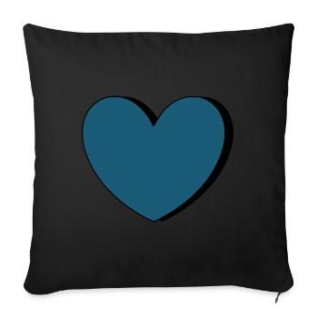 Coeur bleu Saint-Valentin - Housse de coussin décorative 45 x 45 cm - noir - Devant