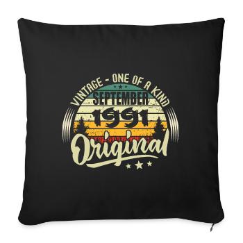 September 1991 Anniversary 1991 September 1991 - Sofa pillowcase 17,3'' x 17,3'' (45 x 45 cm) - black - Front