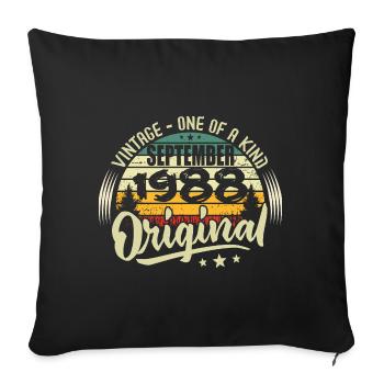 Septembre 1988 Anniversaire 1988 Septembre 1988 - Housse de coussin décorative 45 x 45 cm - noir - Devant