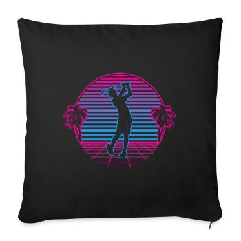 Golf Golfen Golfer Retro Vintage Retrowave - Sofakissenbezug 45 x 45 cm - Schwarz - Vorne