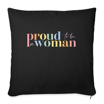 Femme fière | Grande façade - Housse de coussin décorative 45 x 45 cm - noir - Devant