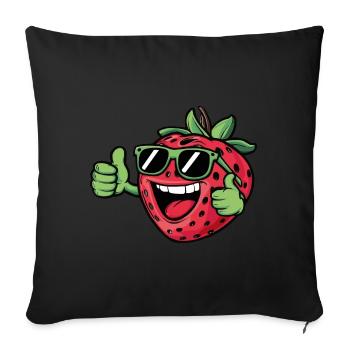 Partying Strawberry Costume for Boys and Girls - Housse de coussin décorative 45 x 45 cm - noir - Devant