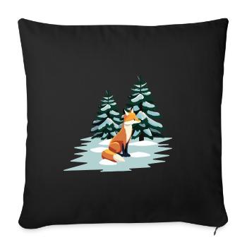 Fuchs im Schnee - Sofakissenbezug 45 x 45 cm - Schwarz - Vorne