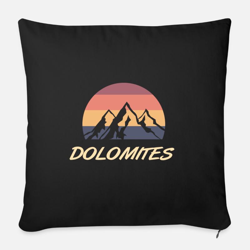 couleurs rétro des montagnes de dolomite - Housse de coussin décorative 45 x 45 cm - noir