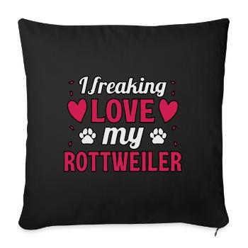 J’adore mon Rottweiler - Housse de coussin décorative 45 x 45 cm - noir - Devant
