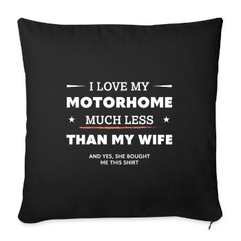 J'adore mon camping-car BEAUCOUP MOINS que ma femme (drôle) - Housse de coussin décorative 45 x 45 cm - noir - Devant