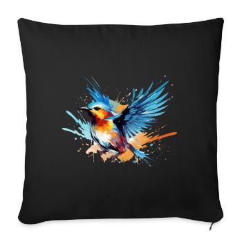 Blue tit paint splashes of paint - Sofa pillowcase 17,3'' x 17,3'' (45 x 45 cm) - black - Front