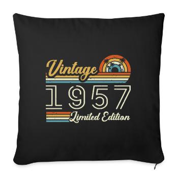 Anniversaire 68 Ans | Millésime 1957 Cadeau 1957 - Housse de coussin décorative 45 x 45 cm - noir - Devant