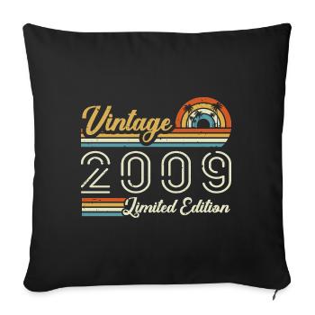 16 Year Anniversary | Vintage 2009 Gift 2009 - Sofa pillowcase 17,3'' x 17,3'' (45 x 45 cm) - black - Front
