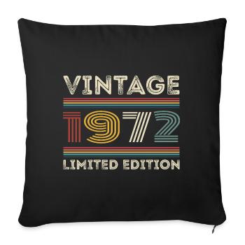 1972 Anniversaire 1972 Retro 1972 Cadeau 1972 - Housse de coussin décorative 45 x 45 cm - noir - Devant
