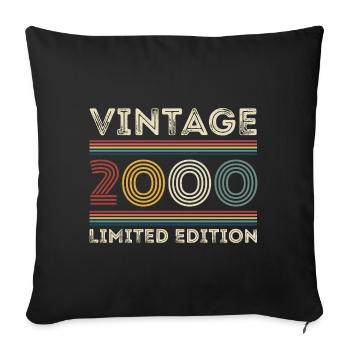 2000 Geburtstag 2000 Retro 2000 Geschenk 2000 - Sofakissenbezug 45 x 45 cm - Schwarz - Vorne