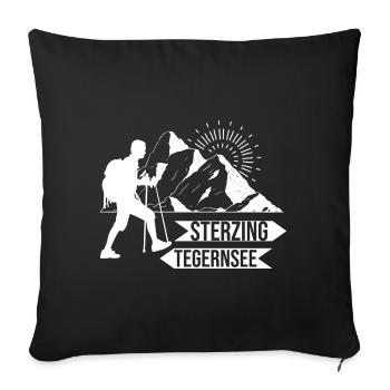Transalp Alpenüberquerung Tegernsee Sterzing - Sofakissenbezug 45 x 45 cm - Schwarz - Vorne