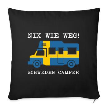Schweden camper Flagge Spruch Urlaub Reise Lustig - Sofakissenbezug 45 x 45 cm - Schwarz - Vorne