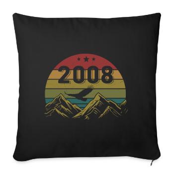 2008 Vintage Birthday 2008 Retro Gift Idea - Sofa pillowcase 17,3'' x 17,3'' (45 x 45 cm) - black - Front